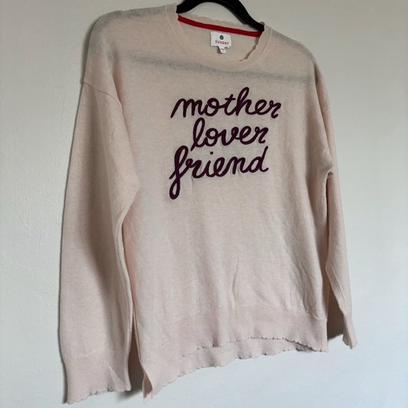 Sundry Wool & Cashmere Mother Lover Friend Sweater Size 1/Small Embroidered - Picture 3 of 14